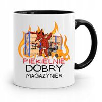 Kubek Czarny Dla Magazyniera Piekielnie Dobry Z Nadrukiem Ze Zdjęciem