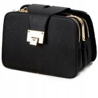 Torebka Damska KUFEREK Czarna Pojemna Elegancka na Łańcuszku Usztywniana