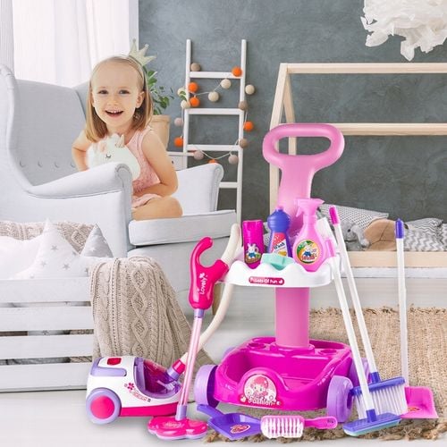 ZESTAW DO SPRZĄTANIA NA WÓZKU Z ODKURZACZEM DŹWIĘK SZCZOTKA MOP DLA DZIECI na Arena.pl