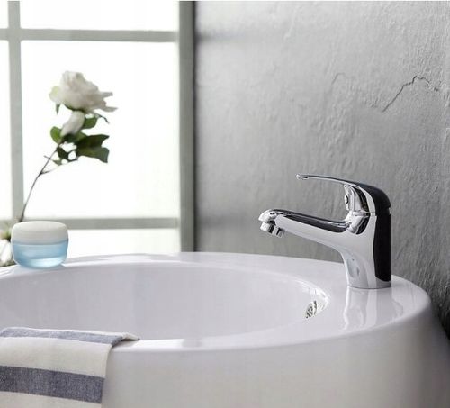 Bateria stojąca umywalkowa kran do umywalki zlewu chromowa niska nablatowa na Arena.pl