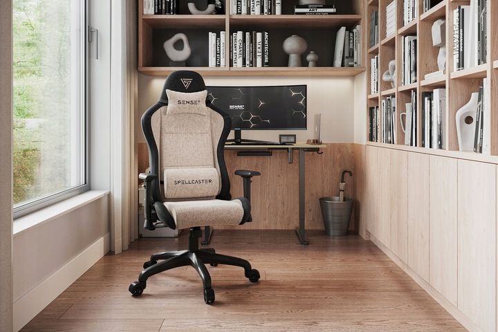 Fotel Gamingowy Materiałowy Obrotowy Biurowy Krzesło Gracza Kubełek Sense7 zdjęcie 8