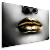 Obraz Na Płótnie Canvas ZŁOTE Usta Abstrakcja Dekoracja Efekt 3D 40cm x 30cm
