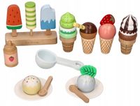 Mała Lodziarnia Zestaw do serwowania lodów Drewniana zabawka dla dzieci
