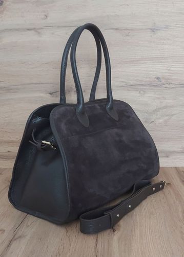 Duży włoski kufer Vera Pelle skórzana pojemna torba A4 Czekoladowa na Arena.pl