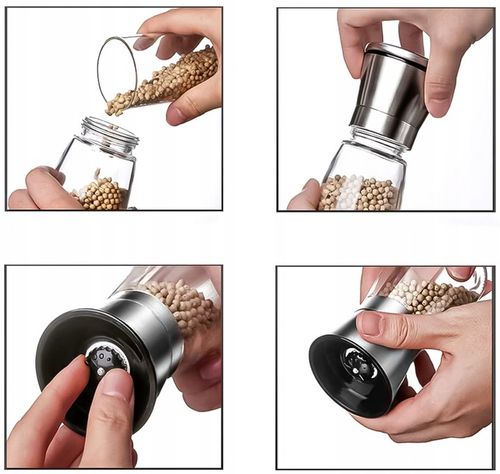 Młynek do Pieprzu i Soli Przypraw Ręczny 2szt DUŻY Pojemnik na Arena.pl