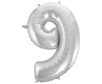 balon foliowy b&c "cyfra 9", srebrna, 92 cm   fg-c85s9