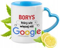 Dla Borysa Kubek Błękitny Z Uszkiem W Kształcie Serca Na Prezent Na Kawę