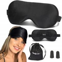 OPASKA NA OCZY DO SPANIA JEDWABNA PREMIUM CZARNA 100% JEDWAB MORWOWY JAKOŚĆ