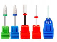 ZESTAW FREZÓW CERAMICZNYCH DO PAZNOKCI 5 SZTUK HYBRYDA ŻEL AKRYL