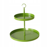 ETAŻERKA METALOWA PATERA DEKORACYJNA NA DROBIAZGI OZDOBY ZIELONA wys. 34 cm