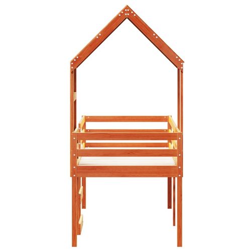 Wysokie łóżko z daszkiem, woskowy brąz, 90x200 cm, sosnowe na Arena.pl