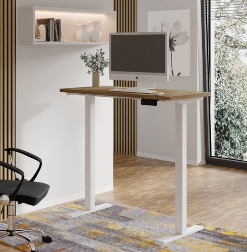 Biurko elektryczne  BIMOTION 2S 120x80x3 cm 72-120 cm biały / fornir dąb na Arena.pl