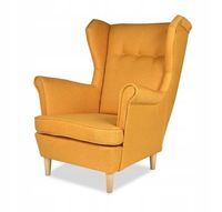 Fotel uszak ARI skandynawski Family Meble w odcieniach żółtego złotego