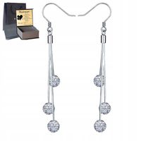 Srebrne Kolczyki Długie Srebro 925 Wiszące Hak Cyrkonie na Prezent Grawer