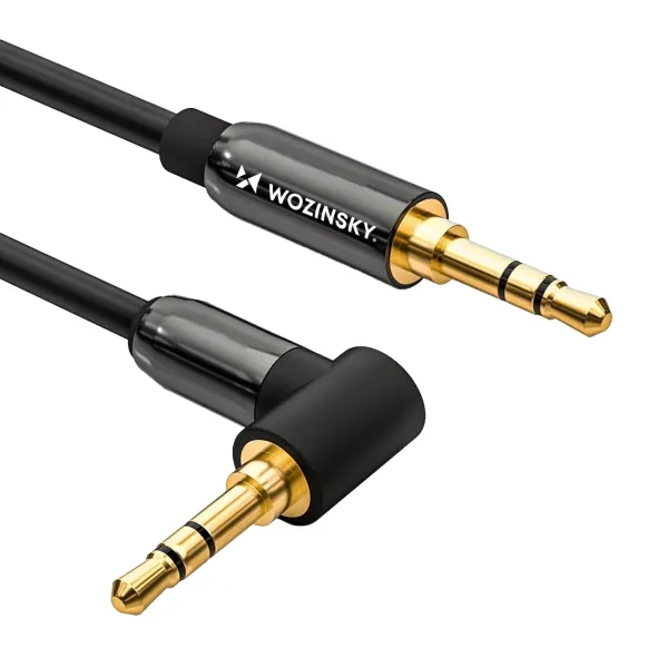 Wozinsky kabel AUX kątowy (męski-męski) kabel mini jack 2 m czarny zdjęcie 1