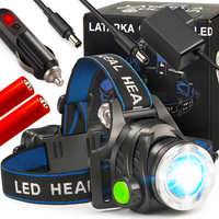 LATARKA CZOŁOWA ZOOM LED CREE T6 BARDZO MOCNA CZOŁÓWKA LAMPKA AKUMULATOROWA