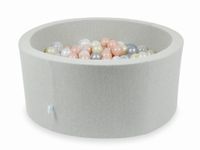 Suchy basen jasnoszary 90x40 z piłeczkami 300 sztuk (przezroczyste, perłowe, srebrne, różowozłote, jasnozłote)