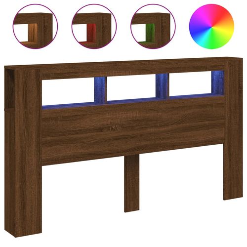 Wezgłowie łóżka z LED, brązowy dąb, 180x18,5x103,5 cm na Arena.pl