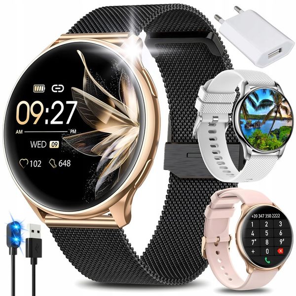 SMARTWATCH ZEGAREK DAMSKI DLA KOBIETY AMOLED ROZMOWY CIŚNIENIOMIERZ MENU PL zdjęcie 1