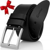 Pasek męski skórzany klasyczny Reverse pas do spodni + PUDEŁKO Czarny