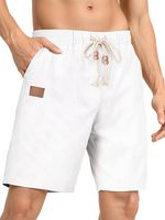 Męskie Lniane Spodenki Cargo Chino Bermudy Sportowe Letnie Białe 36