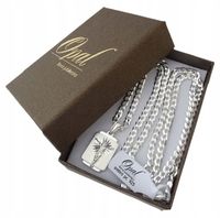 ŁAŃCUSZEK SREBRNY 925 MĘSKI 50 CM MEDALIK + GRAWER