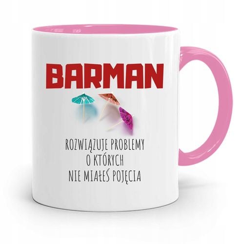 Kubek Różowy Dla Barmana Barmanki Bar Prezent Z Nadrukiem Ze Zdjęciem na Arena.pl