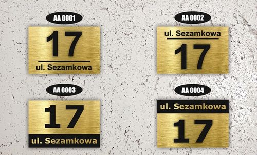 NUMER NA DOM TABLICZKA ADRESOWA Z NUMEREM DOMU 32x21 cm Złota + DYSTANSE na Arena.pl