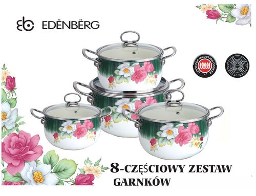Garnki Emaliowane EDENBERG ROSE 8 ele [EB-1835-C] na Arena.pl