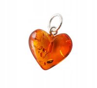 ZAWIESZKA b.małe SERCE BURSZTYNOWE wisiorek SREBRO