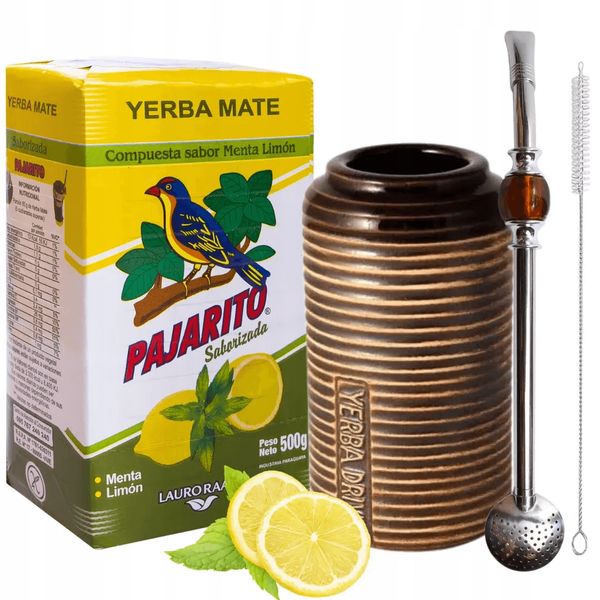Zestaw Startowy Yerba Mate Pajarito Limon + Matero Bombilla z Czyścikiem zdjęcie 1
