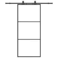 Drzwi przesuwne z zestawem okuć czarne 90x205 cm ESG szkło