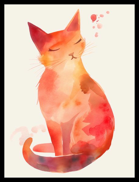 Plakat 30x40cm Akwarelowy Kot zdjęcie 2