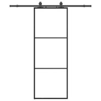 Drzwi przesuwne z zestawem okuć czarne 76x205 cm ESG szkło