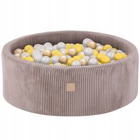 Suchy Basen Piankowy z Piłkami 90x30 Dzieci Beżowy Sztruks 200 piłek MISIOO