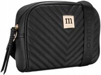 TOREBKA Damska CZARNA LISTONOSZKA MONNARI PIKOWANA MAT LOGO SZEROKI PASEK