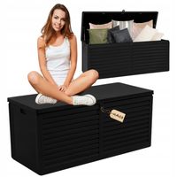 SKRZYNIA OGRODOWA 390 LITRÓW BALKONOWA KUFER SIEDZISKO CZARNA 390L 200KG