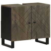 Szafka pod umywalkę, czarna, 62x33x58 cm, lite drewno mango