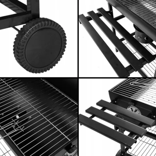 GRILL WĘGLOWY OGRODOWY 2 RUSZTY CHROMOWANE 2 PÓŁKI POPIELNIK TERMOMETR STAL na Arena.pl