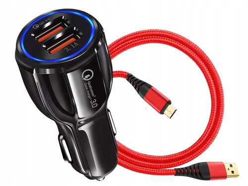 ŁADOWARKA SAMOCHODOWA QC 3.0 + NYLON KABEL MICRO na Arena.pl