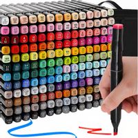 MEGA ZESTAW 168 SZT MARKERY ALKOHOLOWE DWUSTRONNE FLAMASTRY PISAKI MAZAKI