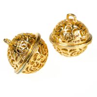 Zawieszki metalowe ażurowe ozdobne DZWONECZKI 18mm różowe złoto 2szt.