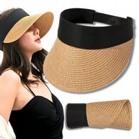 DASZEK PRZECIWSŁONECZNY SŁOMIANY NA PLAŻĘ LATO CZAPKA Z DASZKIEM BEŻOWY