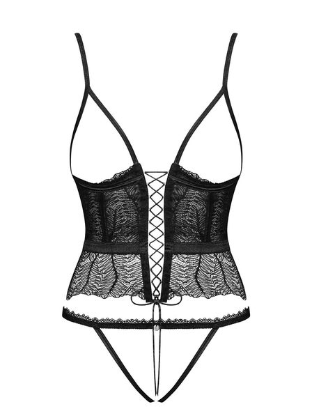 Romanesa gorset i stringi czarny - Obsessive L/XL zdjęcie 3