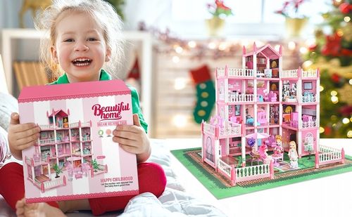 Domek dla lalek z meblami 4-piętrowy domek dla lalek z oświetleniem LED na Arena.pl