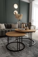 Stolik Kawowy M10 okrągły nowoczesny loft 2 sztuki zestaw