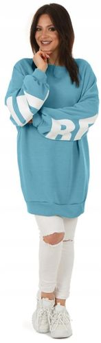 F577 nadruk BEAUTIFUL długa damska BLUZA oversize na Arena.pl