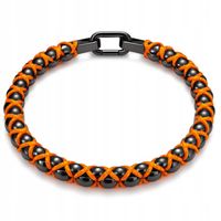 Bransoleta męska czarno-pomarańczowa wężowa stal szlachetna chirurgiczna