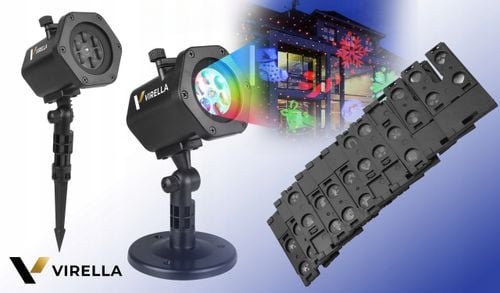 PROJEKTOR OGRODOWY LASEROWY ŚWIĄTECZNY REFLEKTOR NA DOM 12 KART 48 WZORÓW na Arena.pl