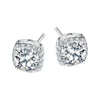 srebrne kolczyki z dużą cyrkonią